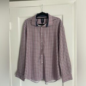 Men's Slim Fit Plaid Print Performance Stretch Dress Shirt